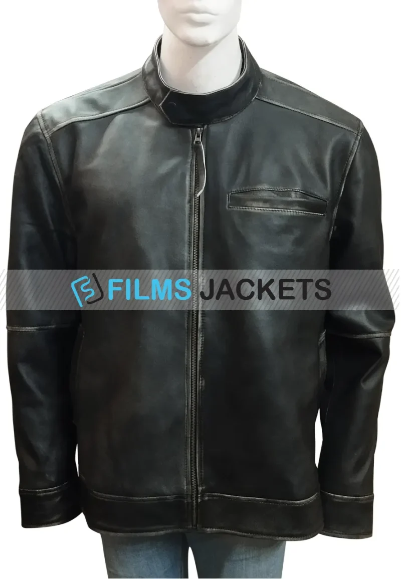 calvo grey leather jacket