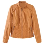 camel brown leather jacket