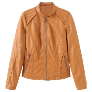 camel brown leather jacket