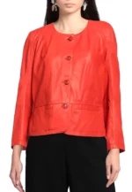 collarless leather jacket womens