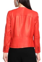 collarless womens leather jacket