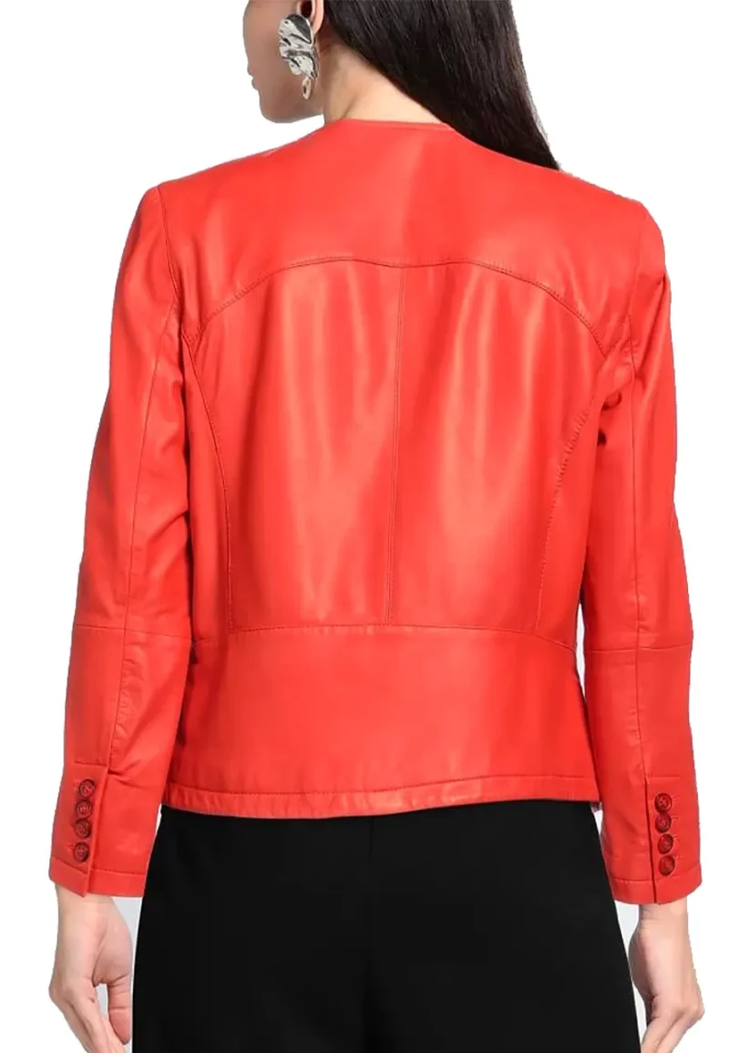 collarless womens leather jacket