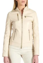 cream biker jacket