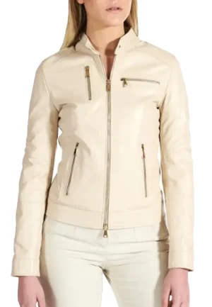 cream biker jacket