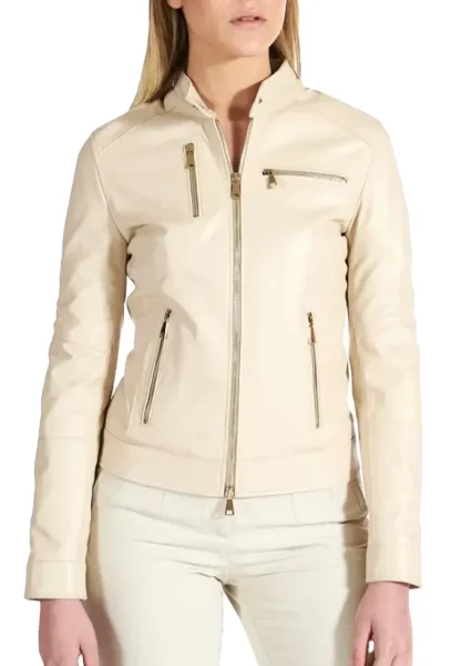 cream biker jacket