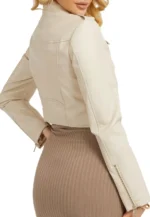 cream crop leather jacket