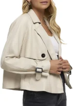 cream crop trench jacket