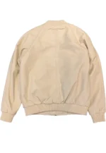 cream faux leather bomber jacket