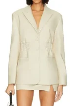 cream leather blazer