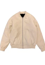 cream leather bomber jacket