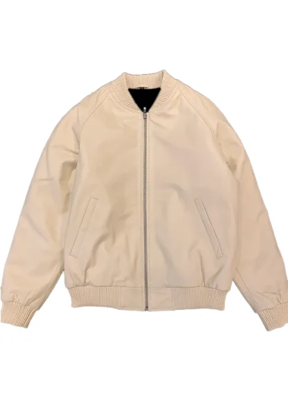 cream leather bomber jacket