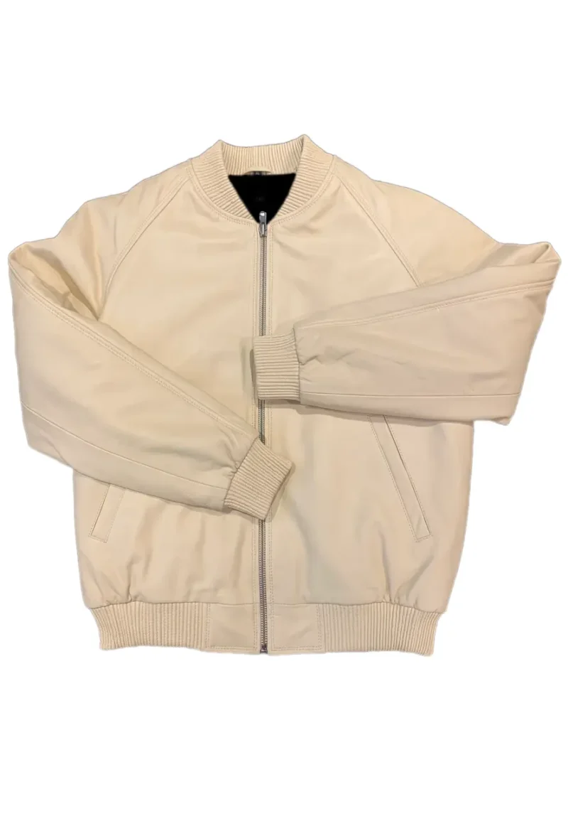 cream leather bomber jacket womens