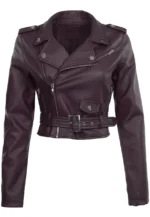 cropped leather biker jacket