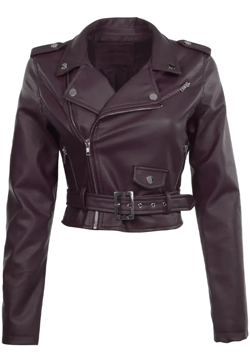 cropped leather biker jacket
