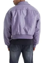 cropped leather bomber jacket