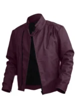 dark purple leather jacket