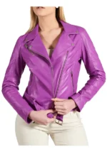faux leather belted biker jacket