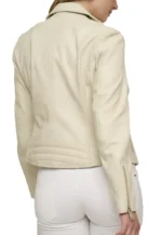 ladies cream leather biker jacket