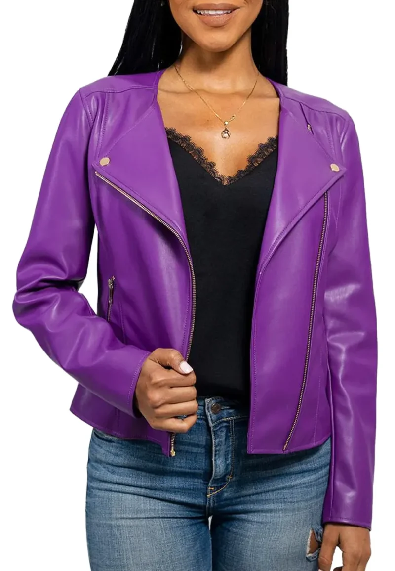 ladies purple biker jacket