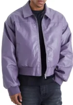 leather cropped bomber jacket