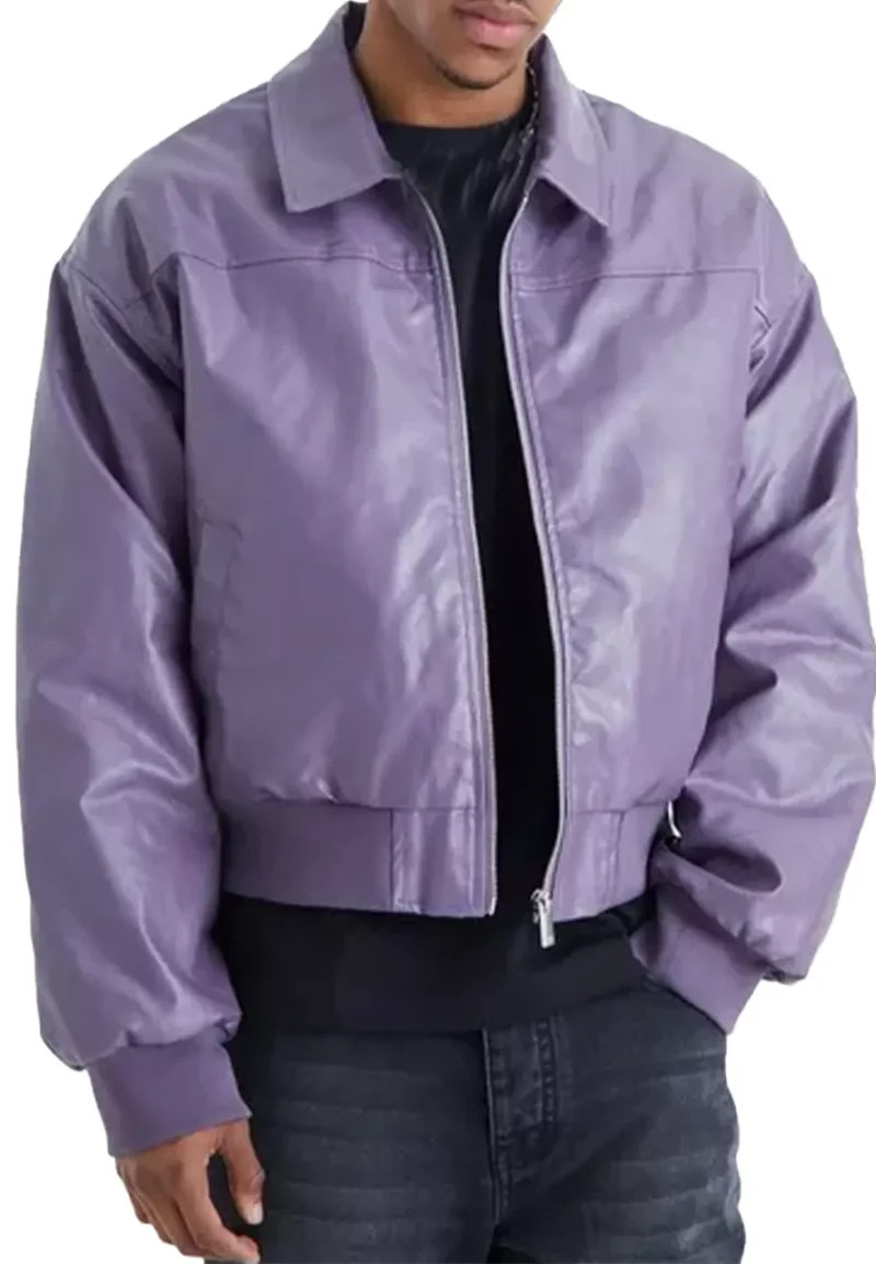 leather cropped bomber jacket