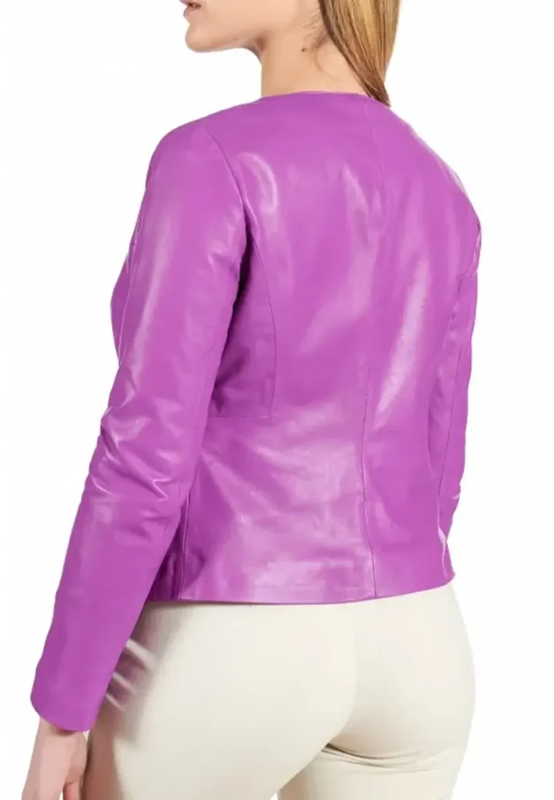 leather jacket round collar