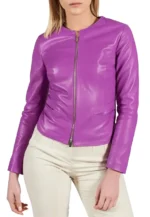 leather jacket round collar with dress