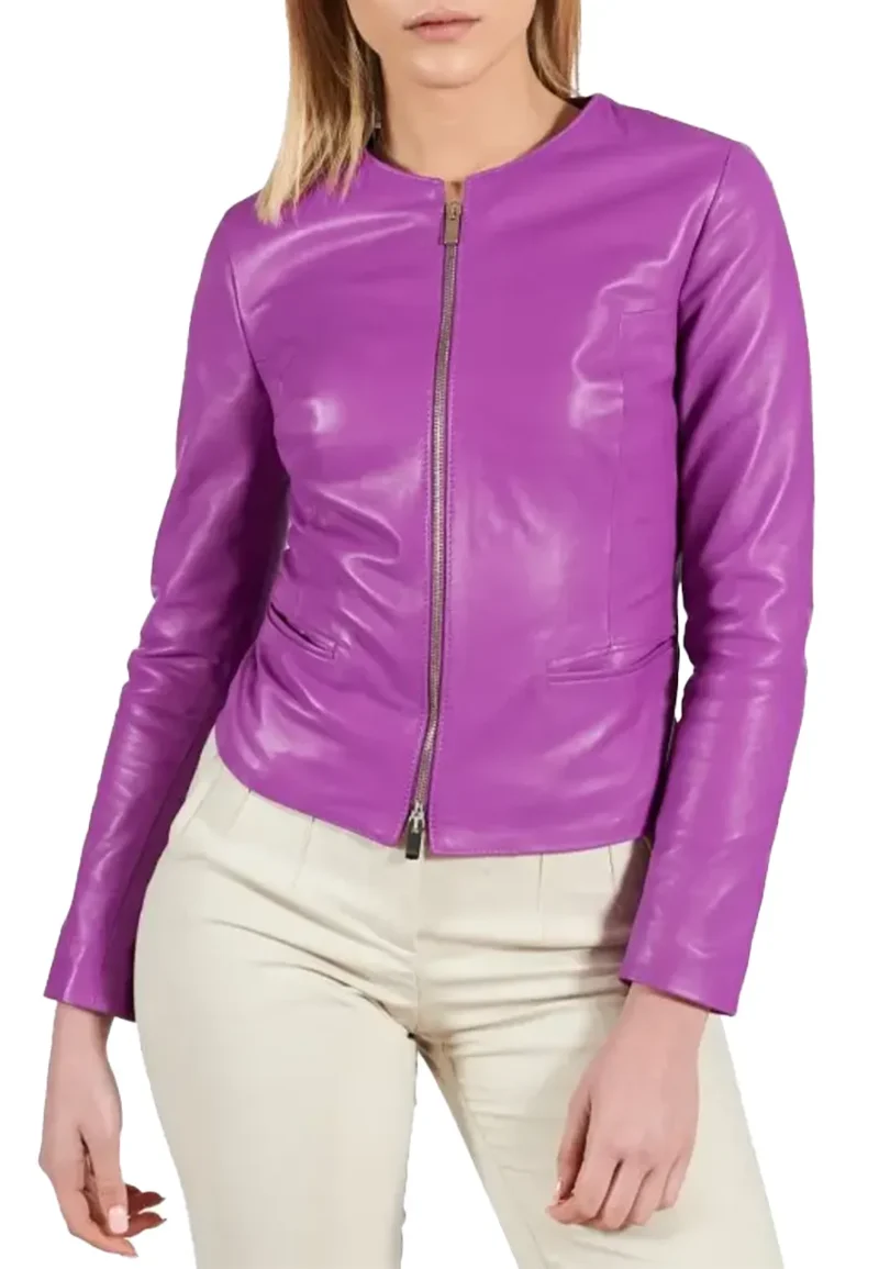 leather jacket round collar with dress