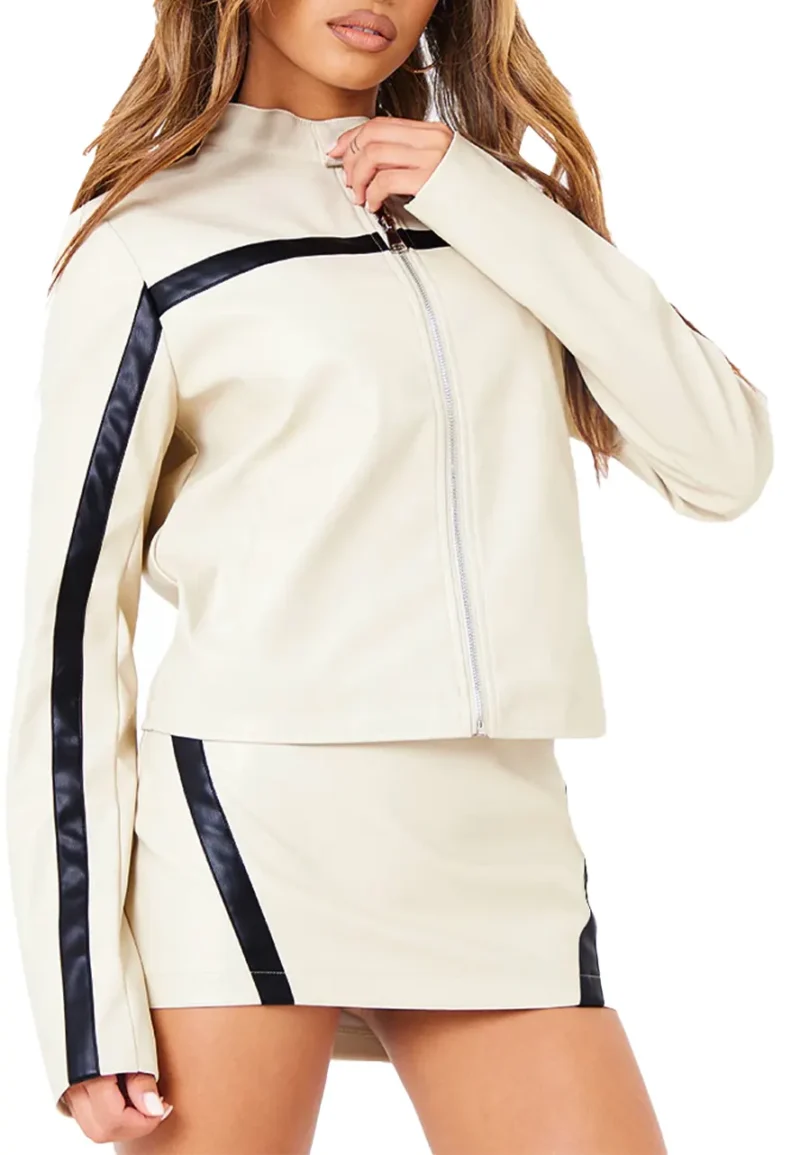 leather jacket with racing stripes