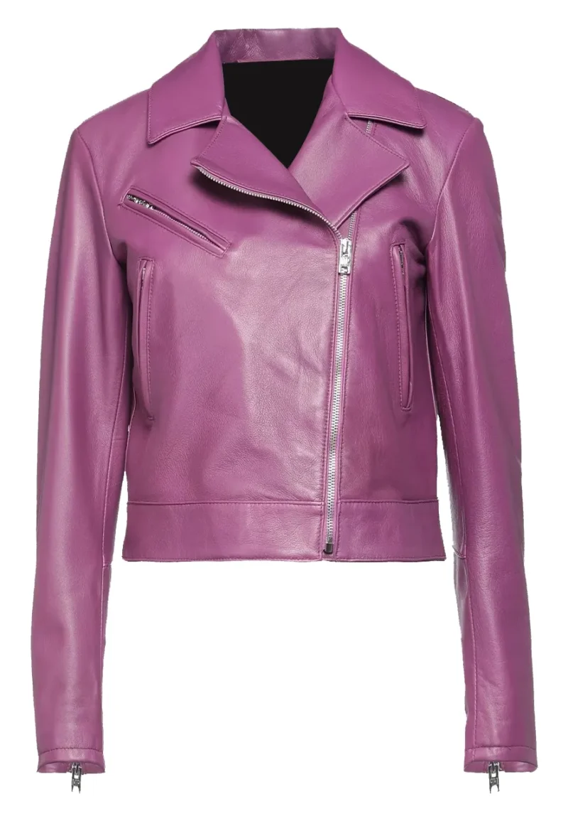 leather purple jacket