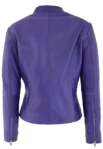 leather stand collar jacket