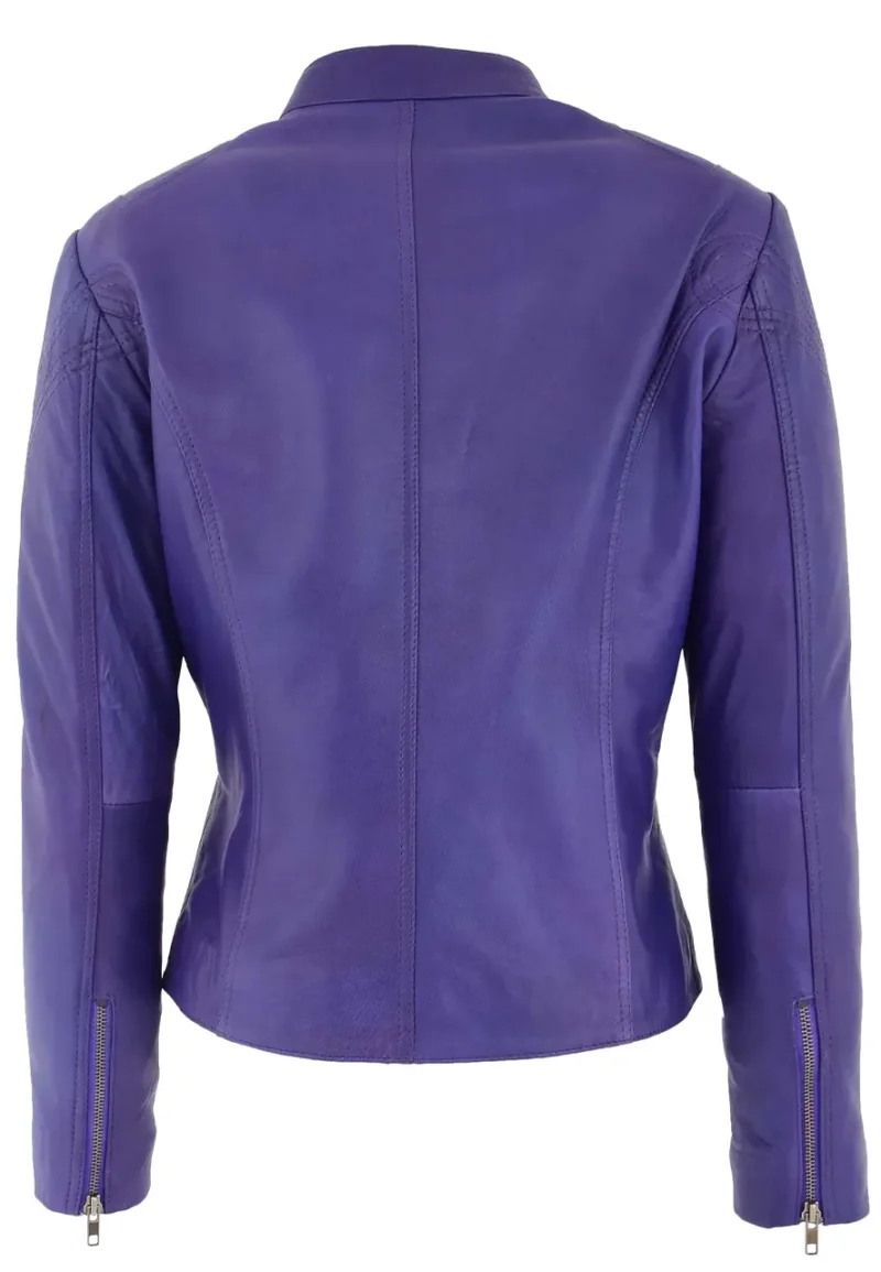 leather stand collar jacket