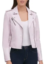light pink faux leather jacket