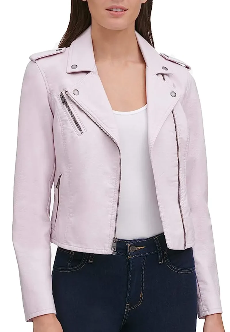 light pink faux leather jacket