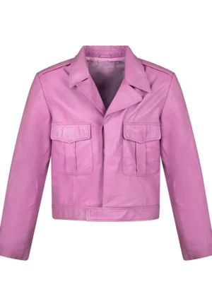 light pink leather jacket