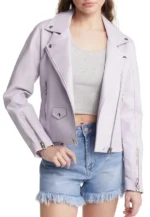 lilac faux leather jacket