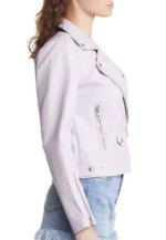 lilac leather biker jacket