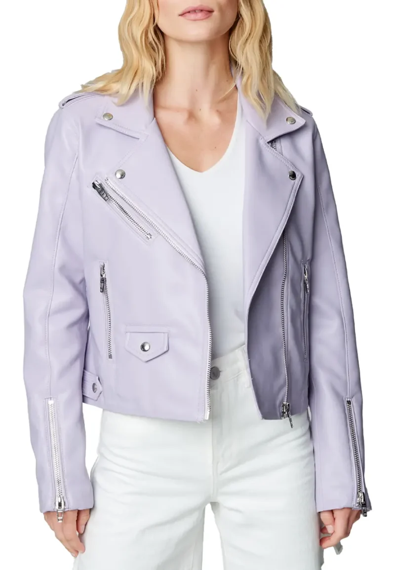 lilac leather jacket womens