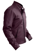 mens dark purple leather jacket