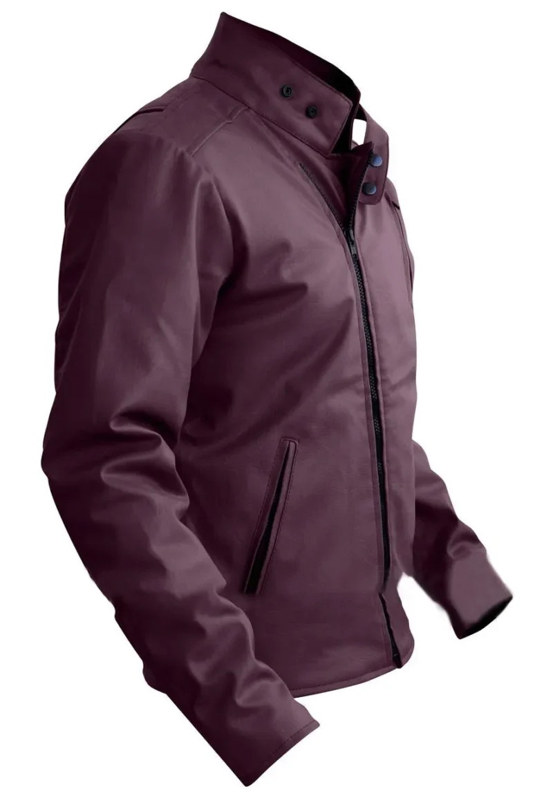 mens dark purple leather jacket