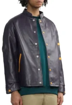 mens dark purple leather jacket