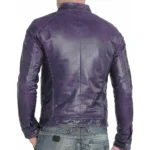 mens purple leather biker jacket