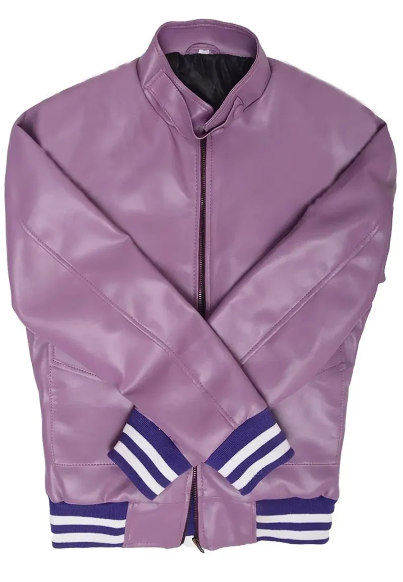 mens purple leather bomber jacket