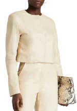 off white cropped leather jacket