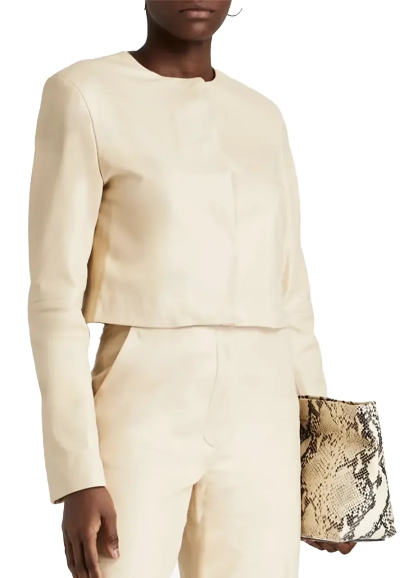 off white cropped leather jacket