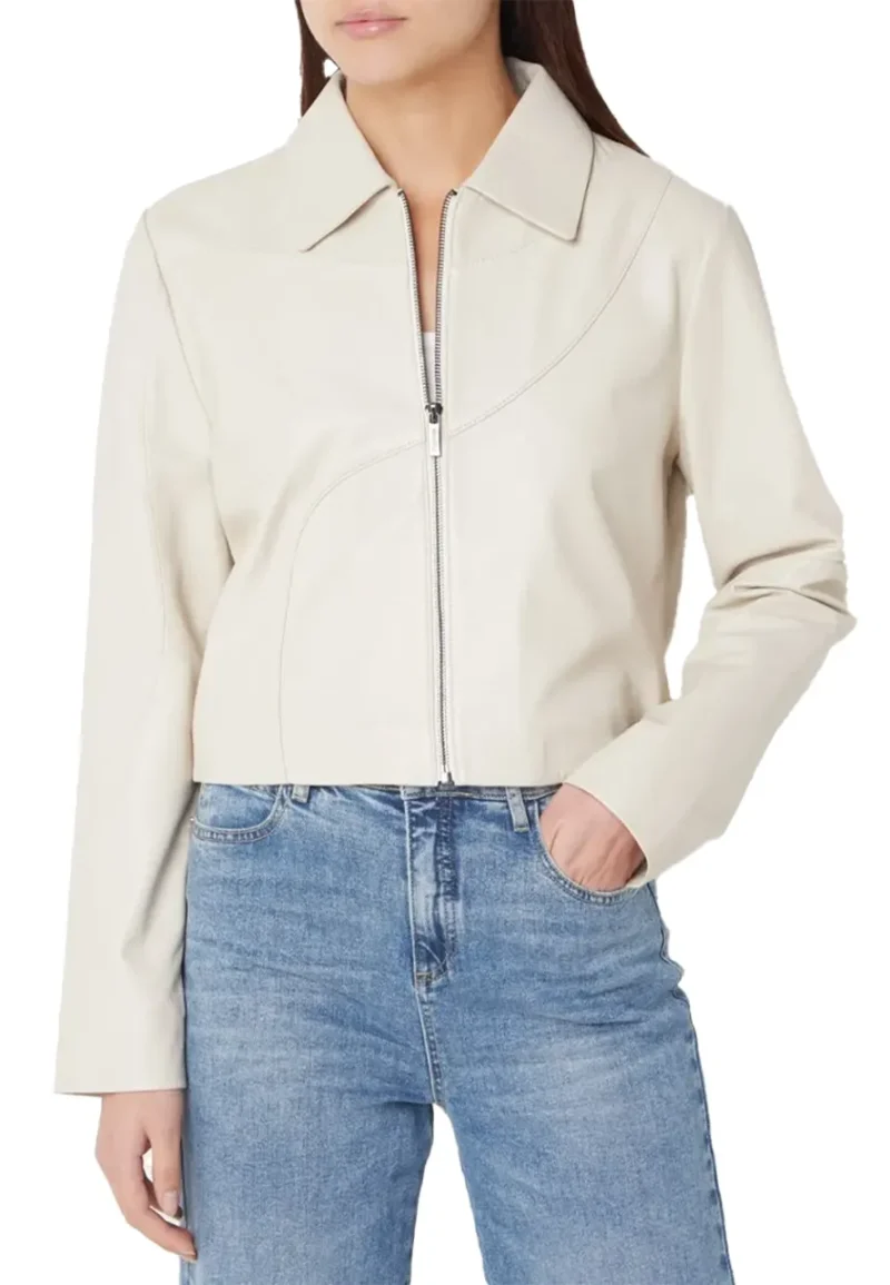 off white leather biker jacket