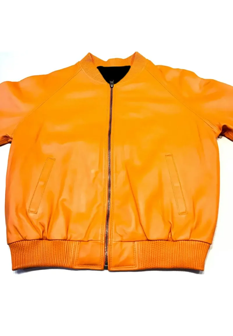 orange bomber leather jacket