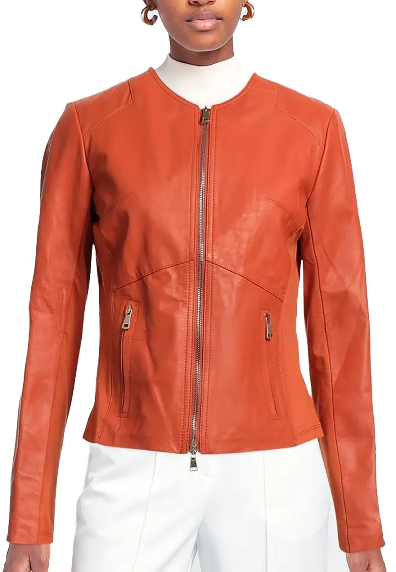 biker orange leather jacket