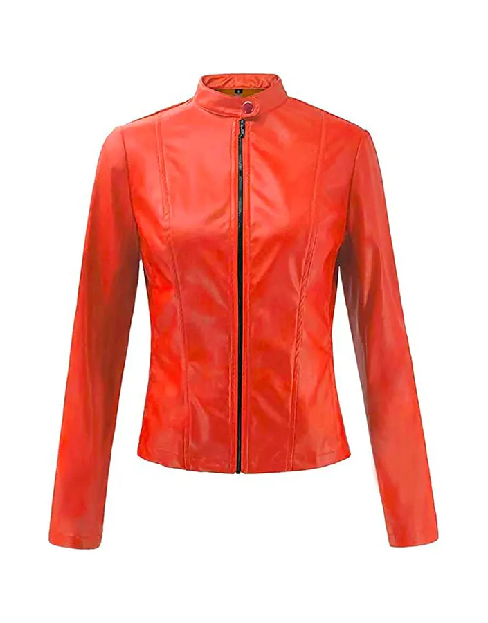 orange-leather-biker-jacket orange leather biker jacket