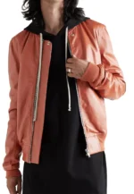 orange leather bomber jacket